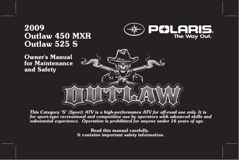 Page n°1 - Manuel utilisateur Polaris Outlaw 525 S (2009)