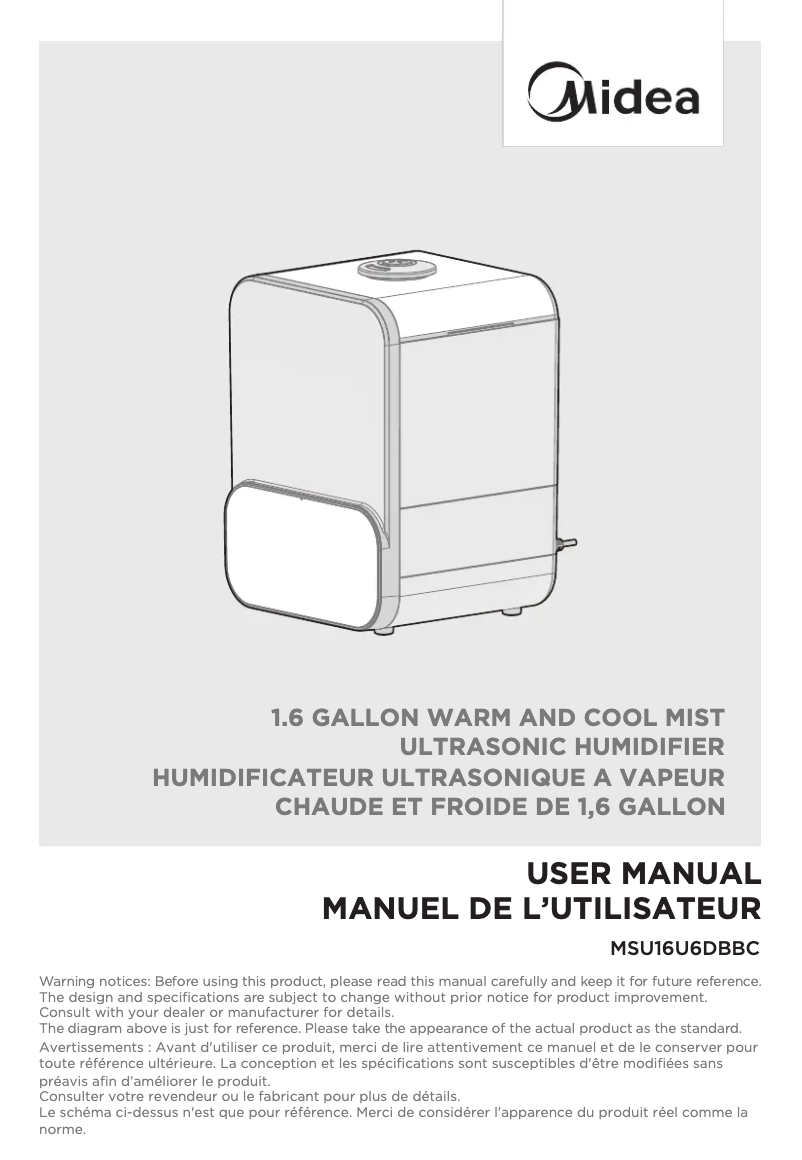 Page n°1 - Manuel utilisateur Midea MSU16U6DBBC