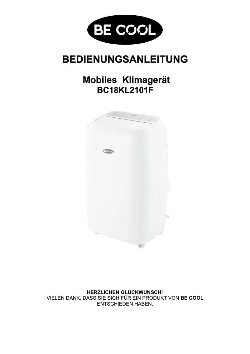 Page 1 de la notice Manuel utilisateur Be Cool BC18KL2101F