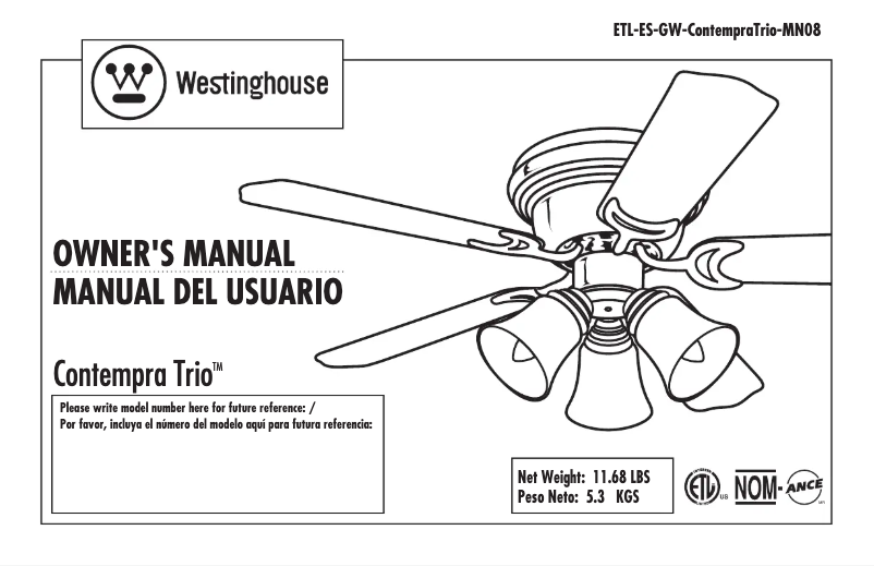 Page 1 de la notice Manuel utilisateur Westinghouse Contempra Trio