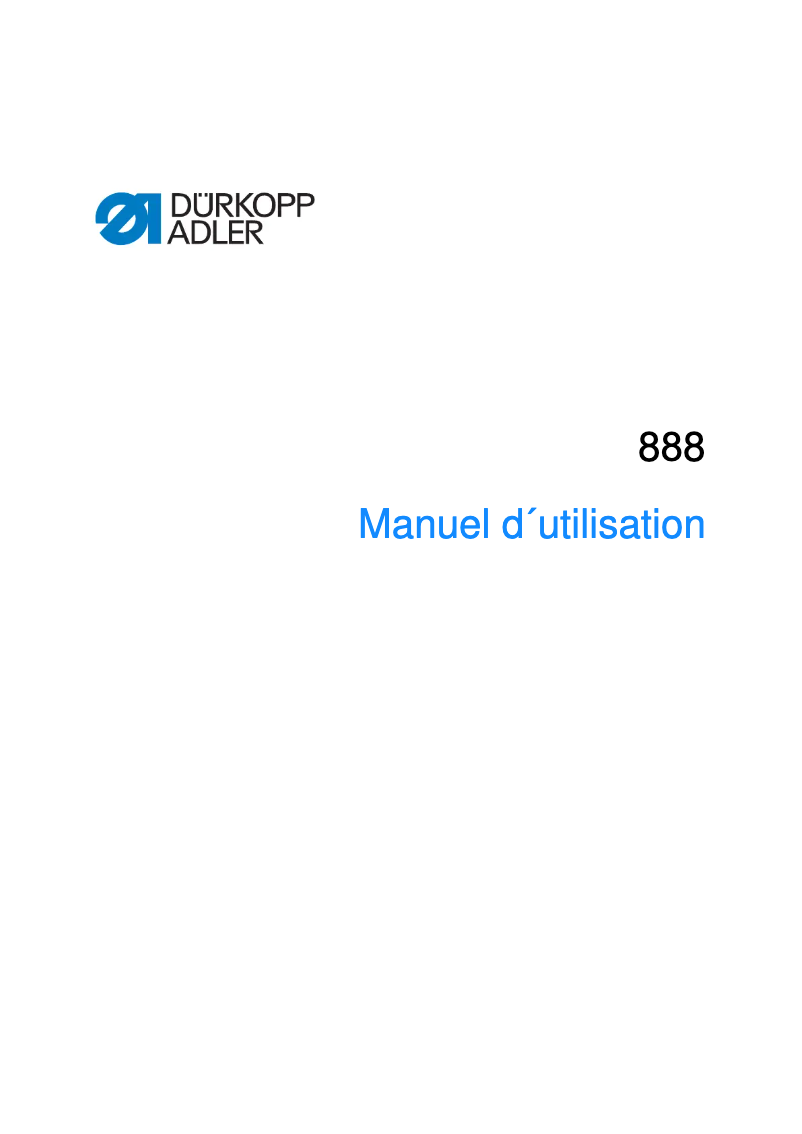 Page n°1 - Manuel utilisateur Dürkopp Adler 888