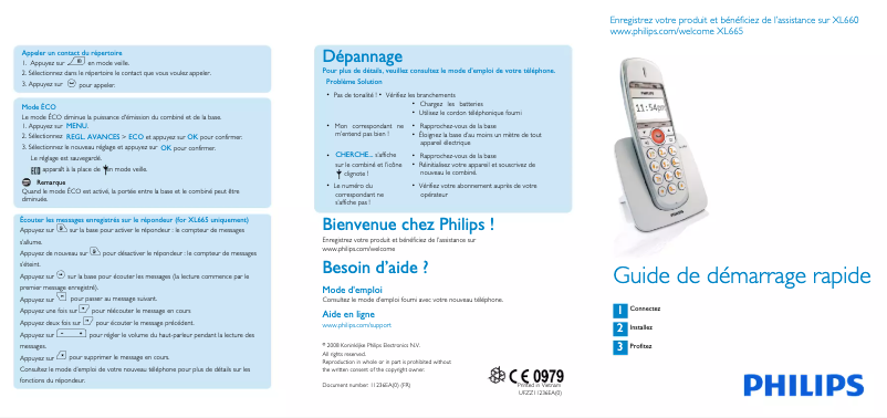 Page 1 of the manual Quick Start Guide Philips XL660