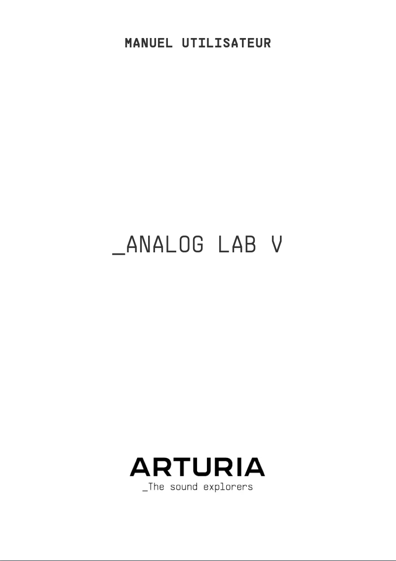 Page 1 de la notice Manuel utilisateur Arturia Analog Lab Pro