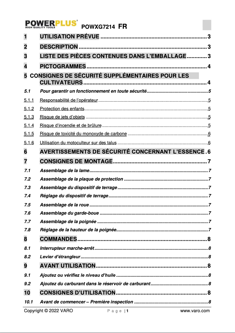 Page 1 of the manual User Manual PowerPlus POWXG7214
