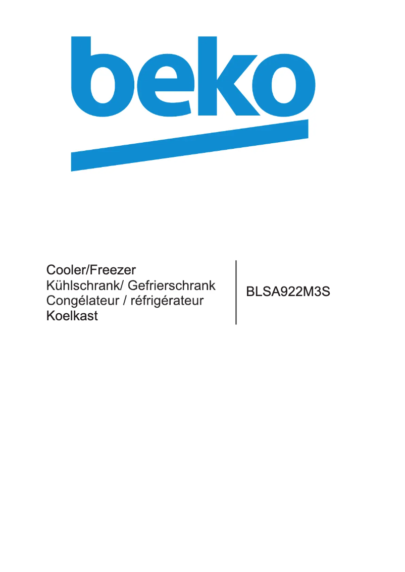 Page 1 de la notice Manuel utilisateur Beko BLSA922M3S