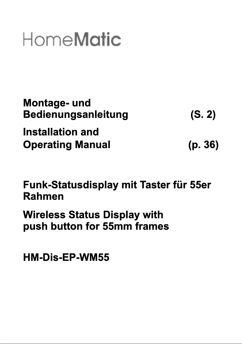 Image de la première page du manuel de l'appareil HM-Dis-EP-WM55