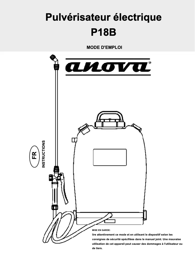 Page n°1 - Manuel utilisateur Anova P18B