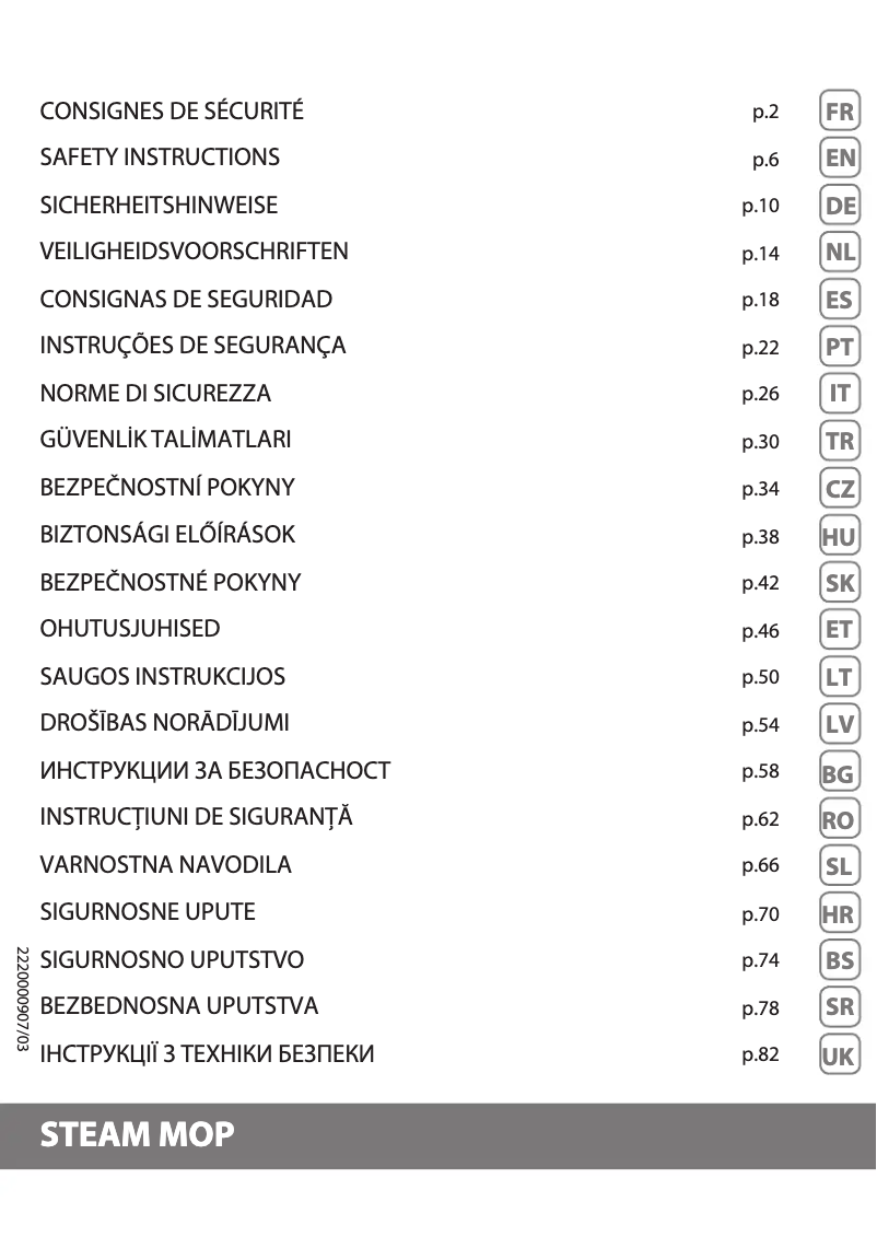 Page n°1 - Instructions de sécurité Rowenta Steam Power RY6597