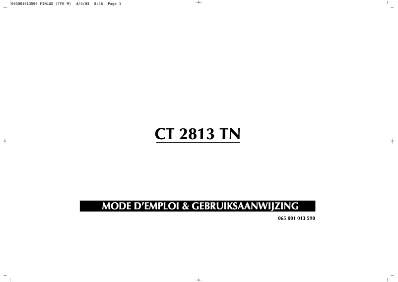 Page 1 of the manual User Manual Finlux CT2813TN
