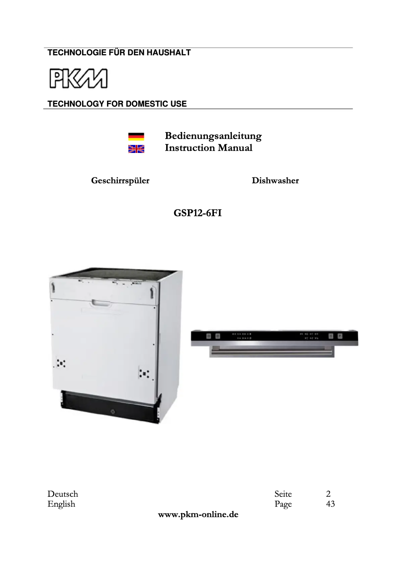 Page n°1 - Manuel utilisateur PKM GSP12-6FI