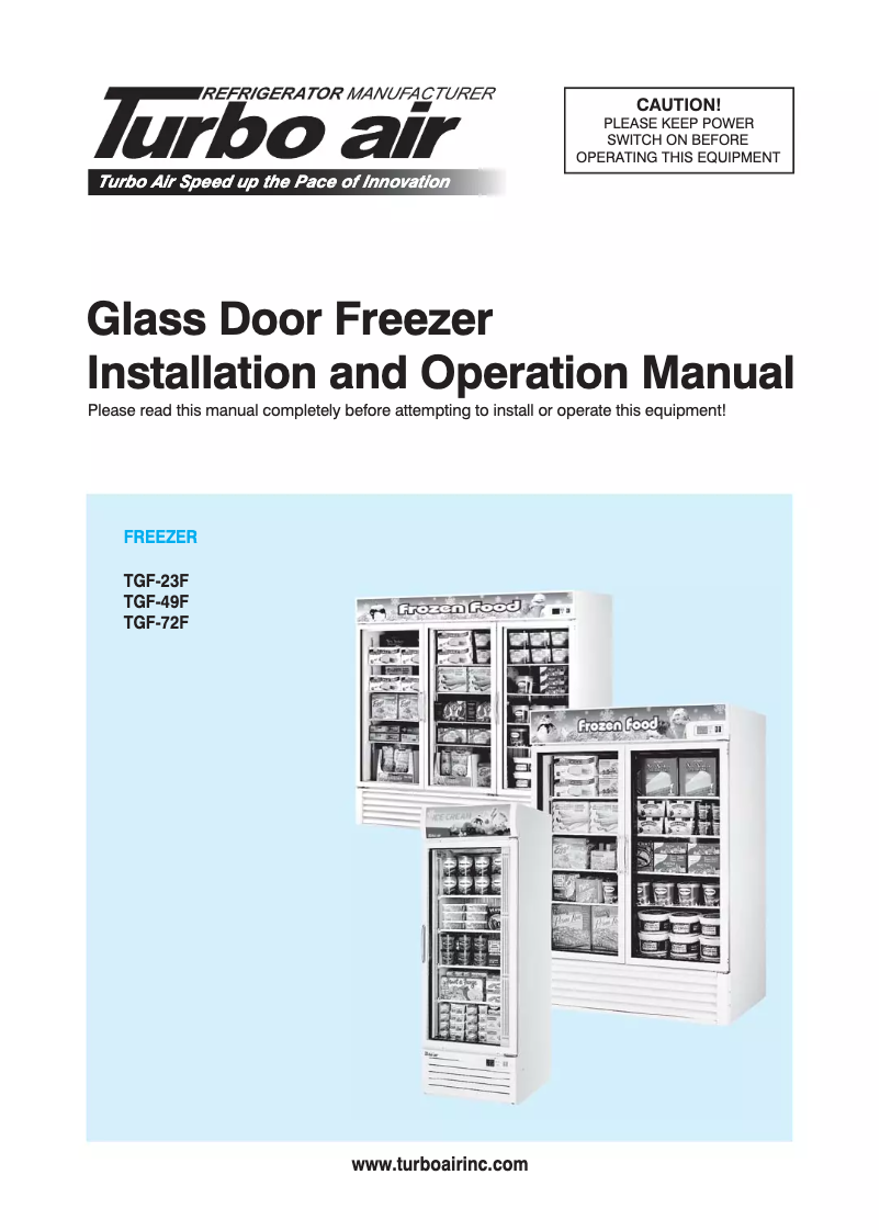 Page 1 de la notice Manuel d'utilisation et d'entretien Turbo air TGF-23F