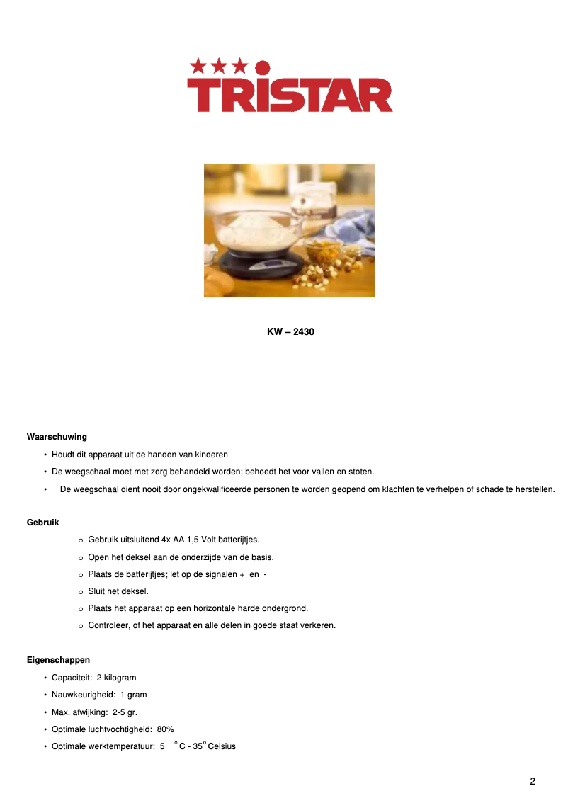 Image de la première page du manuel de l'appareil KW-2430