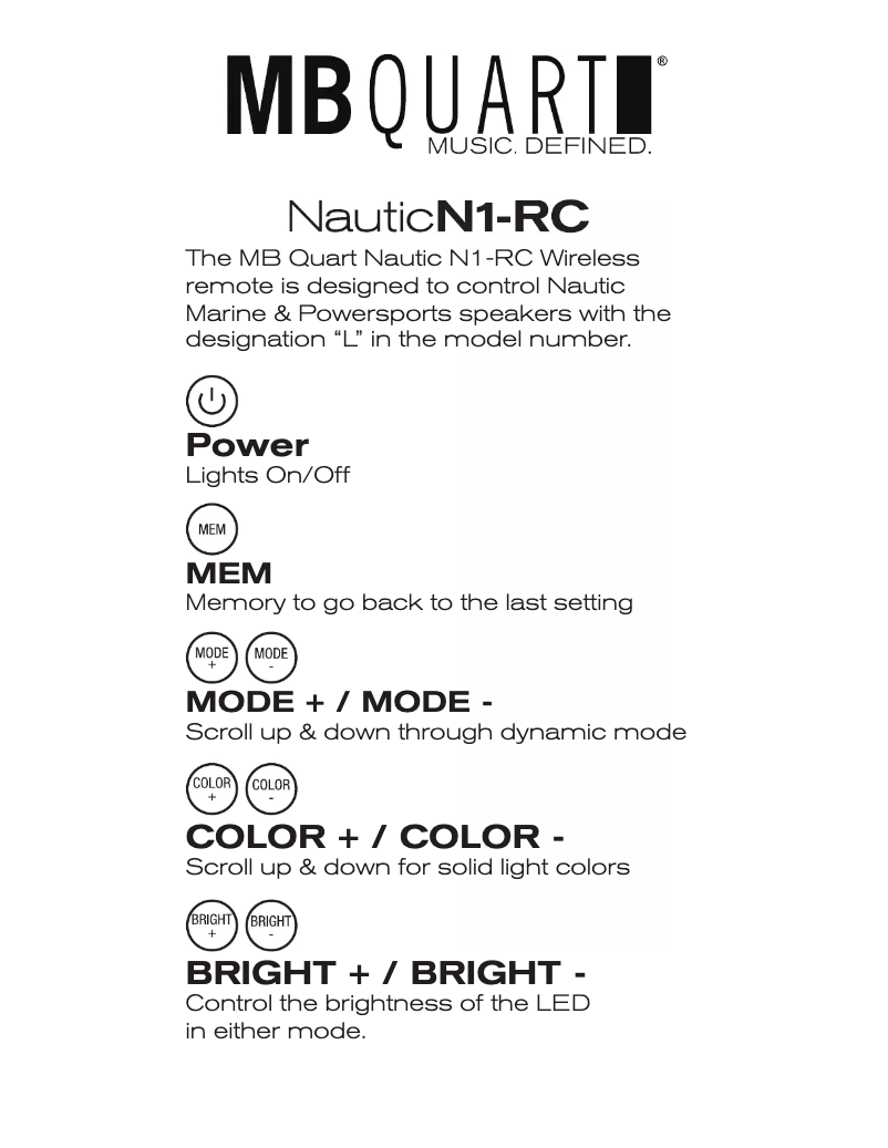 Image de la première page du manuel de l'appareil N1-RC Wireless