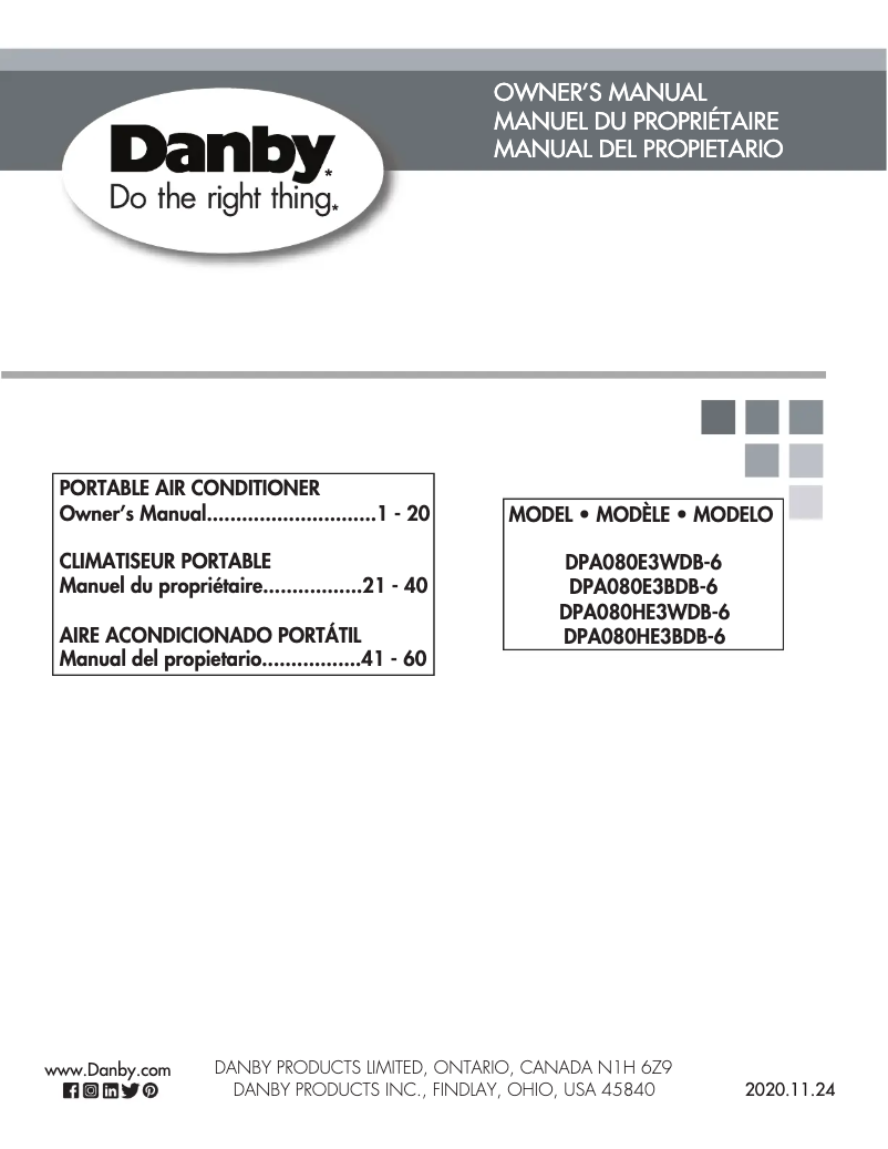 Página 1 del manual Manual de usuario Danby DPA080E3WDB-6