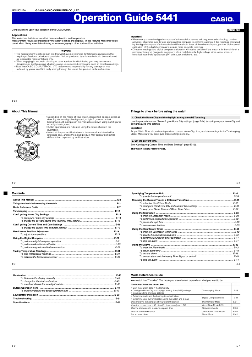 Page 1 de la notice Manuel utilisateur Casio G-Shock Master of G GA-1100-1A1ER