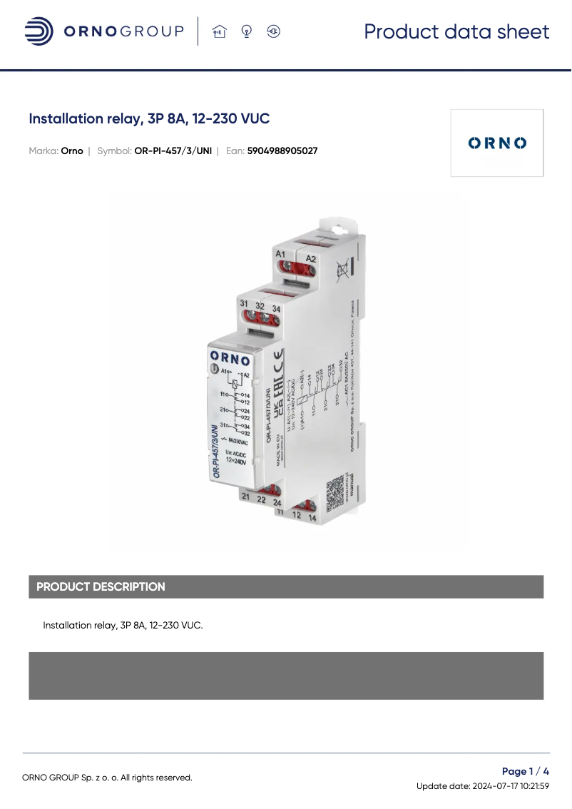 Image de la première page du manuel de l'appareil OR-PI-457