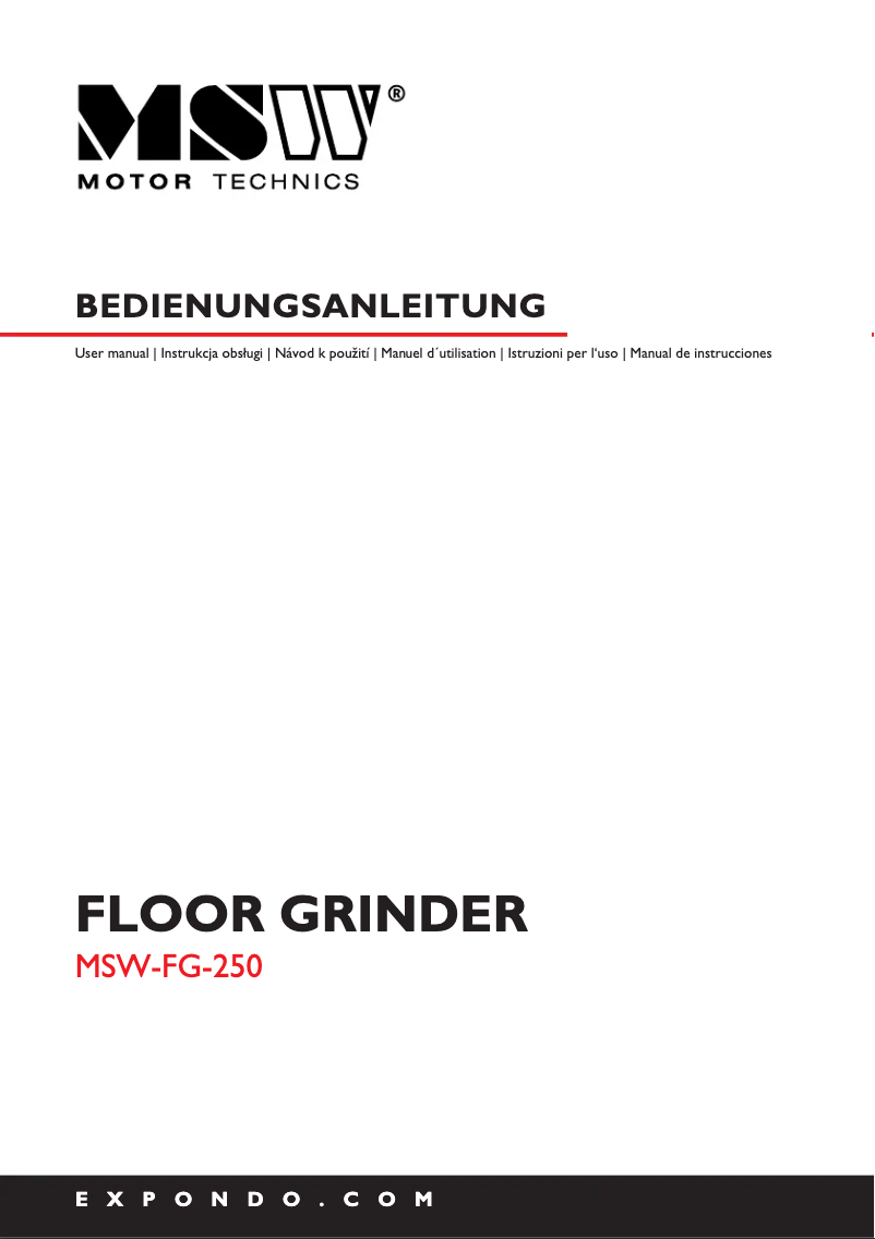 Page 1 de la notice Manuel utilisateur MSW MSW-FG-250