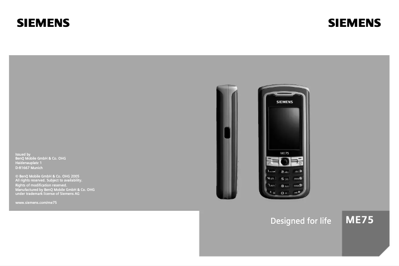 Image de la première page du manuel de l'appareil ME75