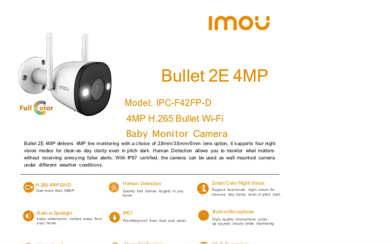 Image de la première page du manuel de l'appareil Bullet 2E 4MP
