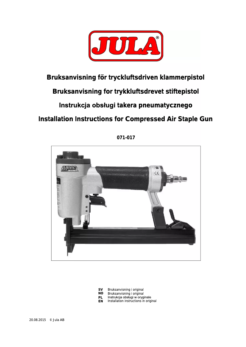 Page n°1 - Manuel utilisateur Meec Tools 071-017