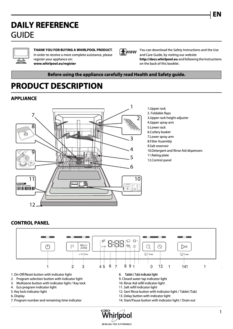 Page 1 de la notice Label énergétique Whirlpool WFC 3C26