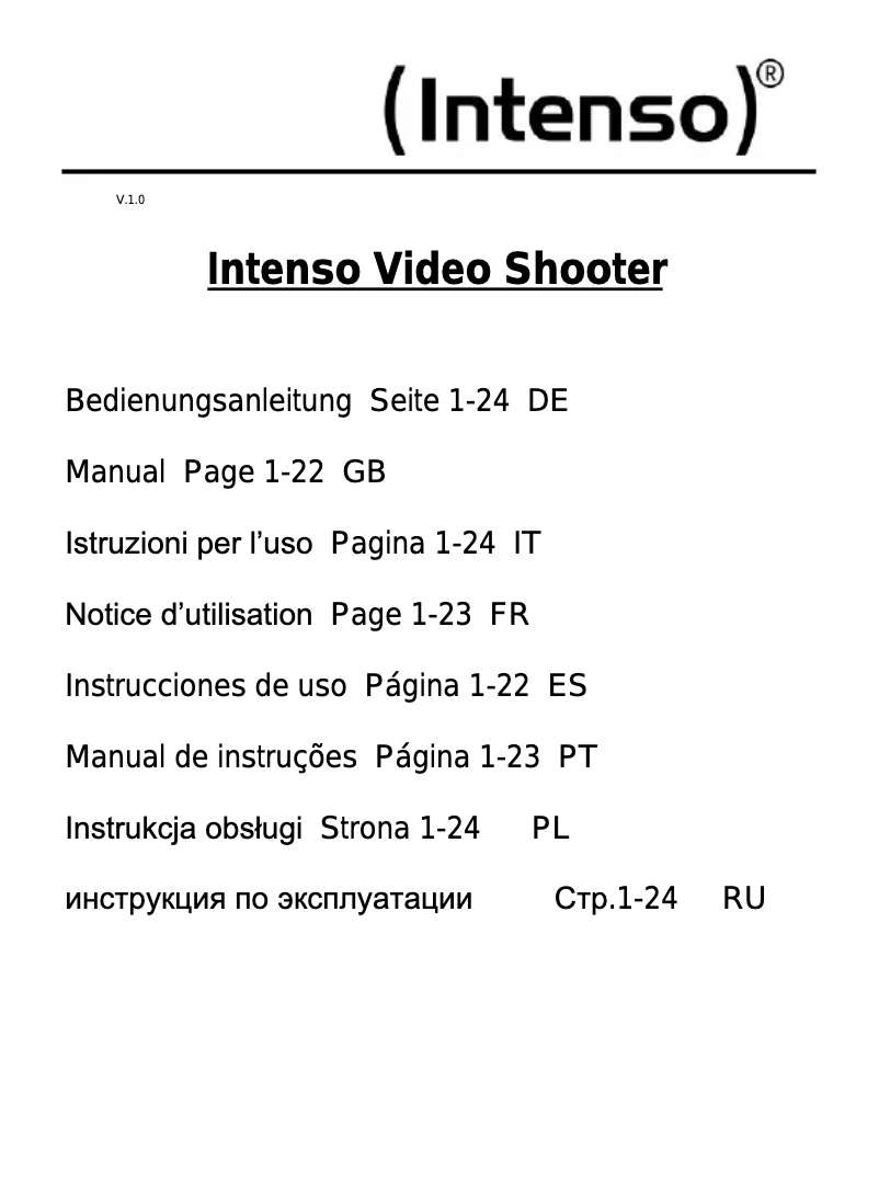 Page 1 de la notice Manuel utilisateur Intenso Video Shooter