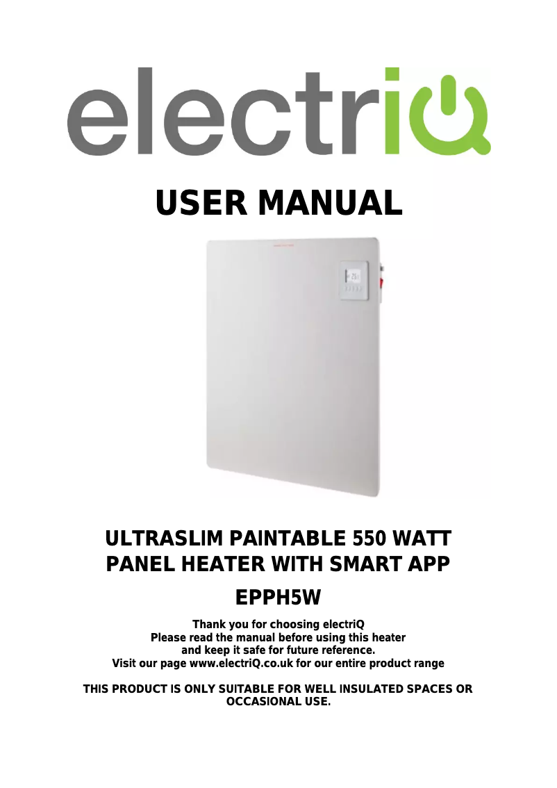 Page n°1 - Manuel utilisateur ElectriQ EPPH5W