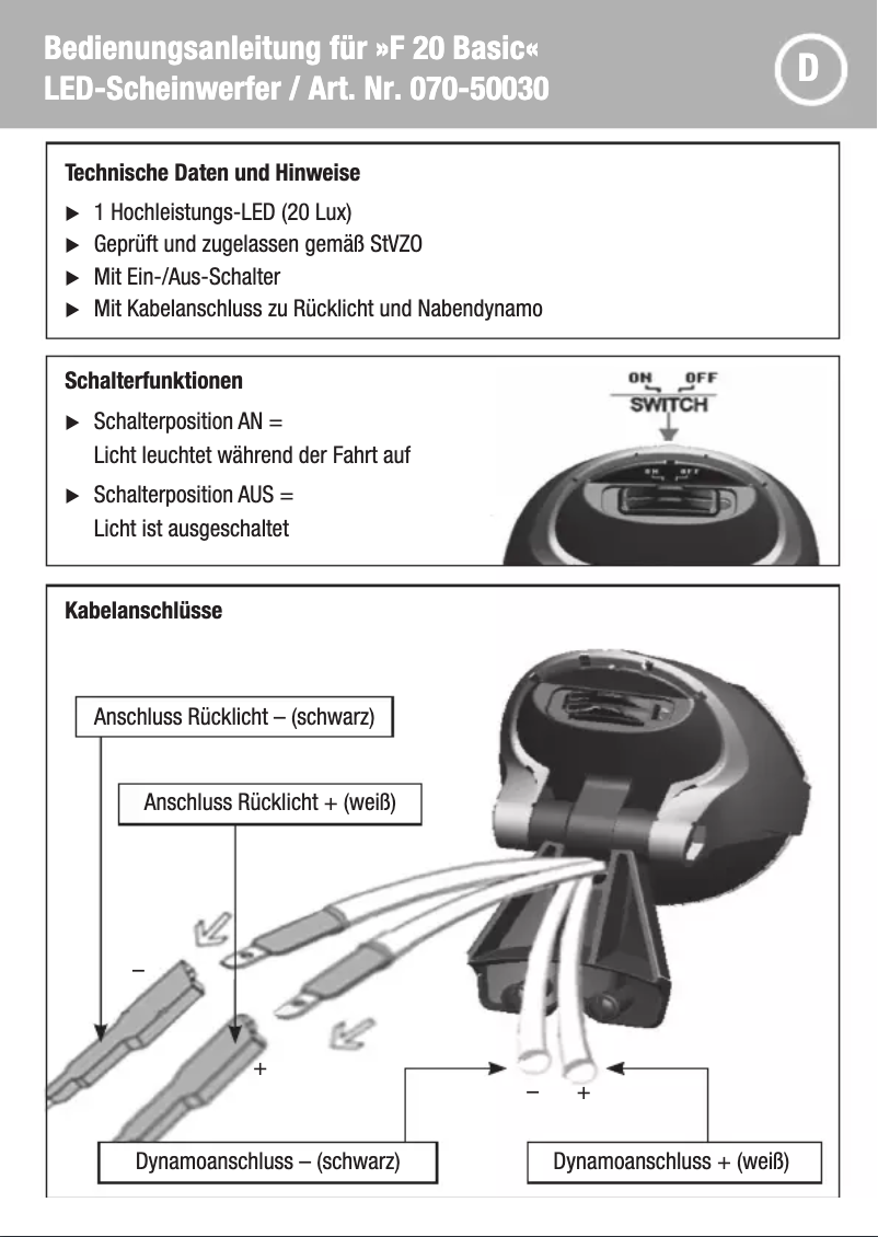 Page 1 de la notice Manuel utilisateur Fuxon F 20