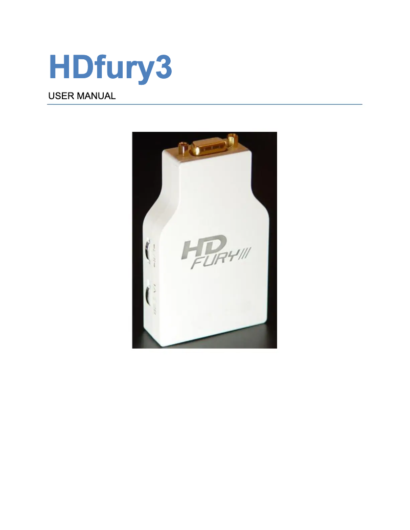 Page 1 de la notice Manuel utilisateur HDFury Fury III