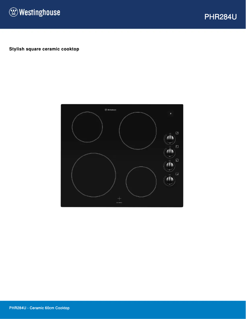 Page n°1 - Fiche technique Westinghouse PHR284U