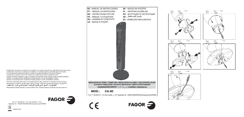 Page 1 de la notice Manuel utilisateur Fagor CA-80