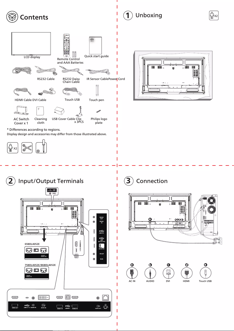Page 1 of the manual Quick Start Guide Philips 75BDL4052E