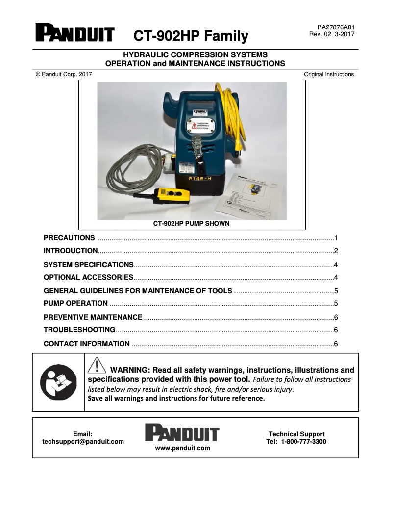Page 1 de la notice Manuel utilisateur Panduit CT-902HP