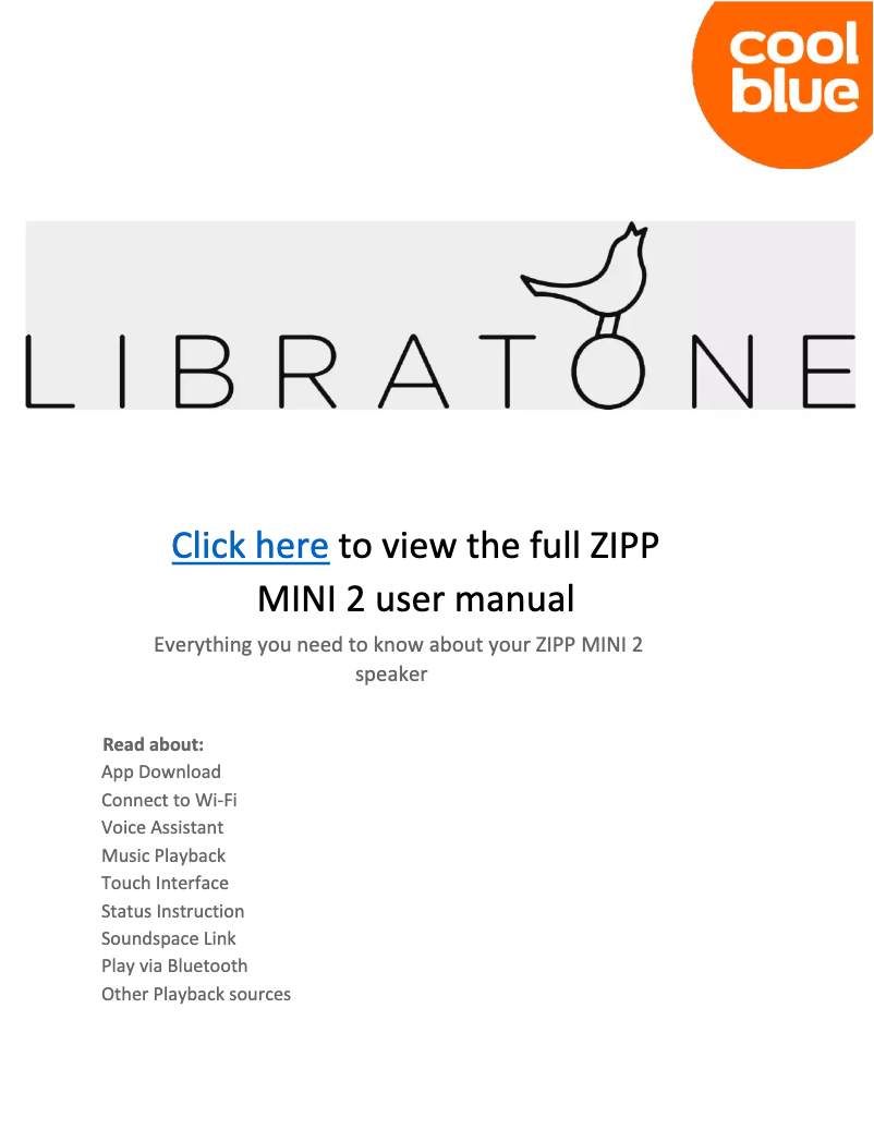 Page n°1 - Manuel utilisateur Libratone ZIPP MINI 2