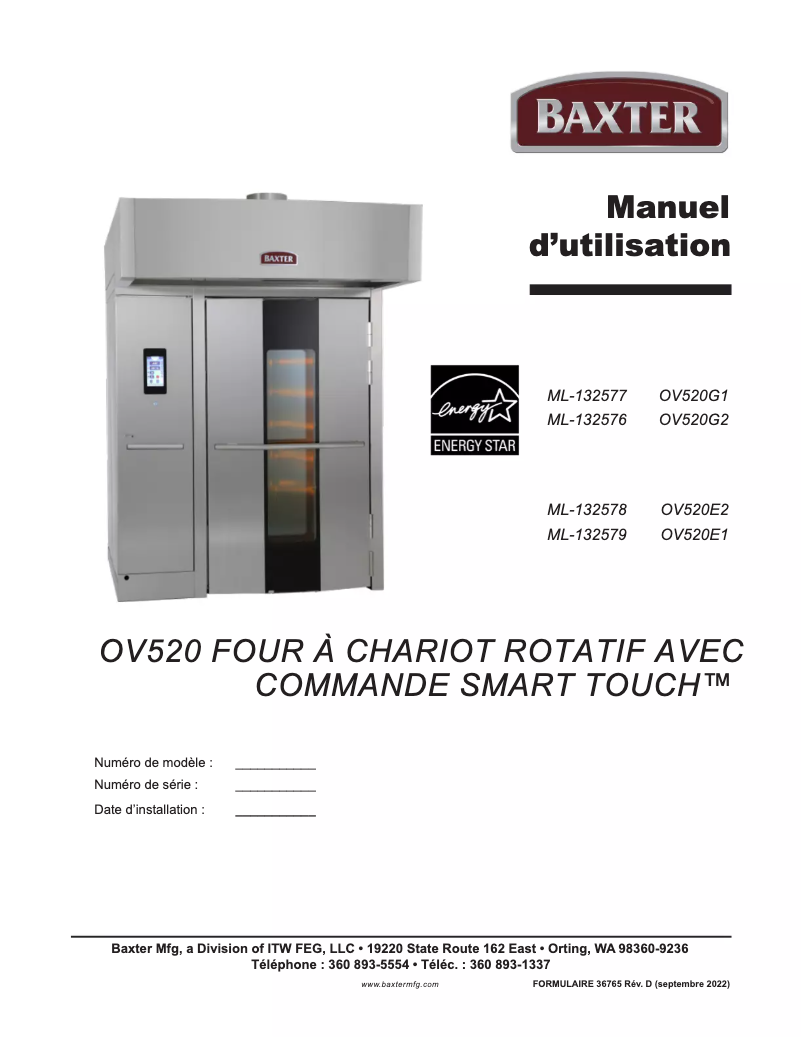 Page 1 de la notice Manuel utilisateur BAXTER OV520