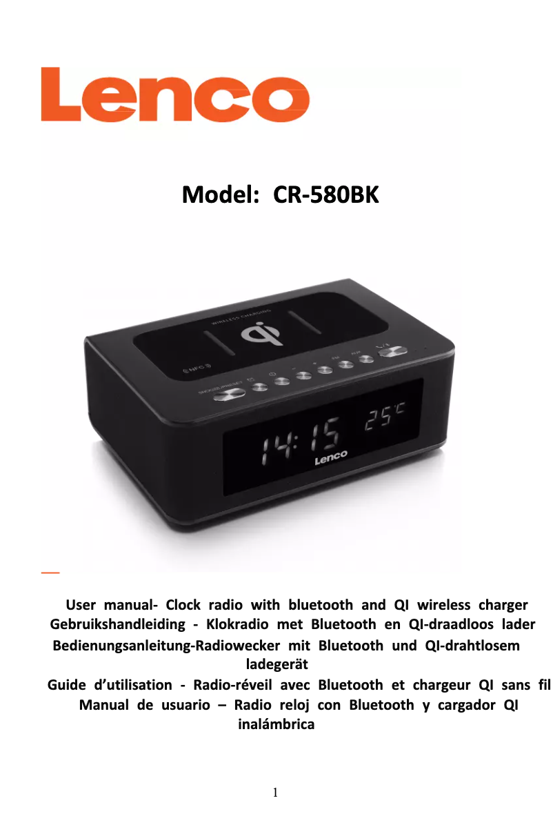 Página 1 del manual Manual de usuario Lenco CR-580