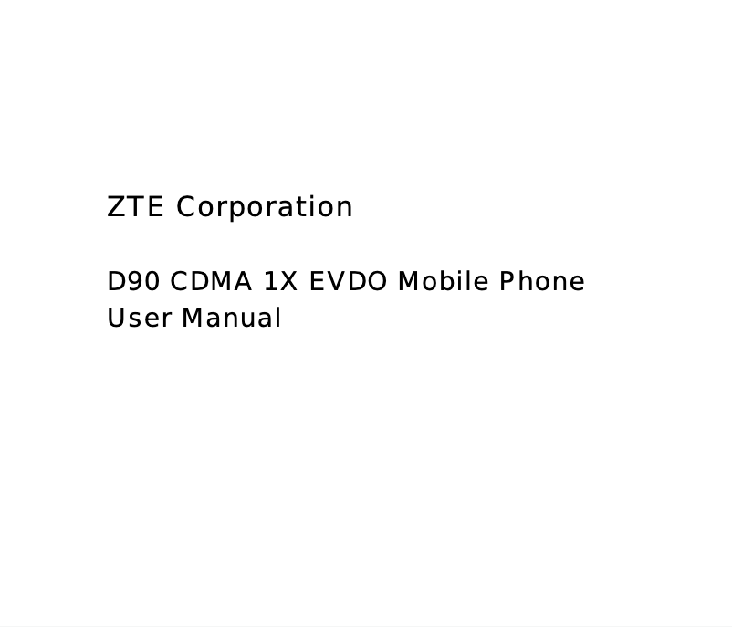 Page n°1 - Manuel utilisateur ZTE D90