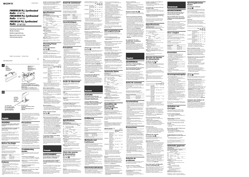 Page n°1 - Manuel utilisateur Sony ICF-M770