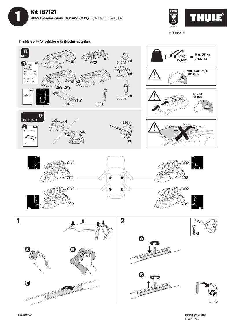 Page 1 de la notice Manuel utilisateur Thule Kit 187121