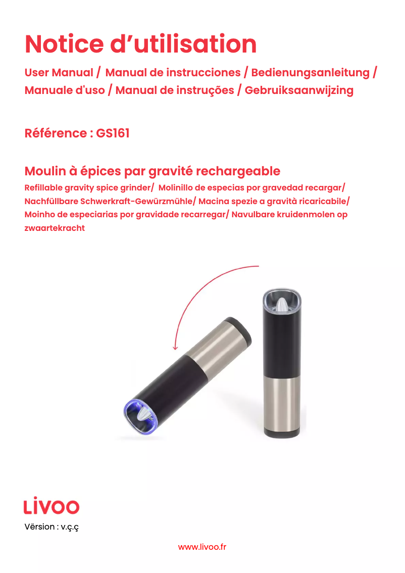 Page 1 de la notice Manuel utilisateur Livoo GS161