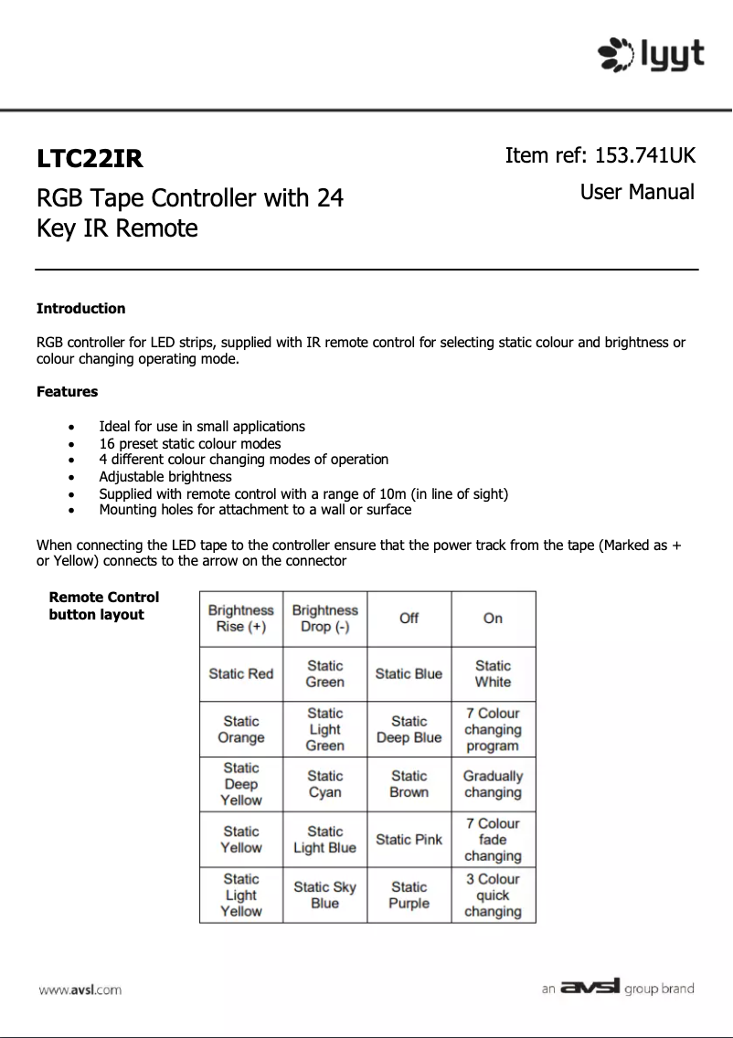 Page 1 de la notice Manuel utilisateur LYYT LTC22IR