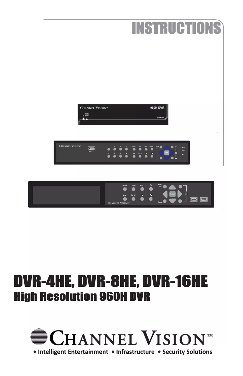 Página 1 del manual Manual de usuario Channel Vision DVR-16HE