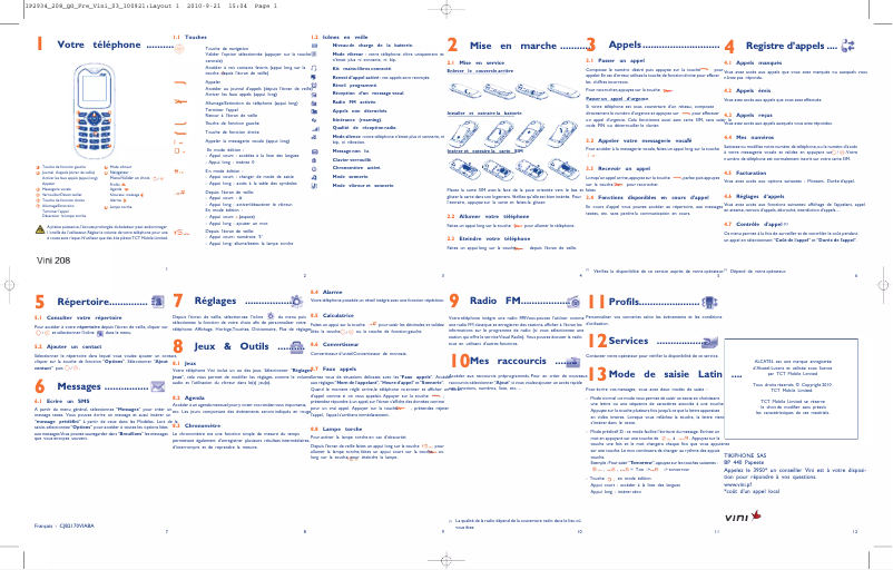 Page 1 de la notice Manuel utilisateur Alcatel OT-105