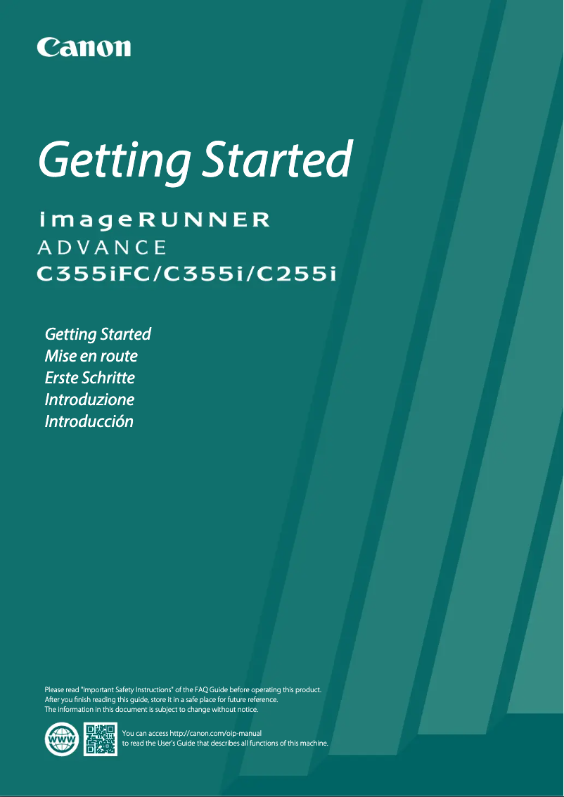 Image de la première page du manuel de l'appareil imageRUNNER ADVANCE C355iFC