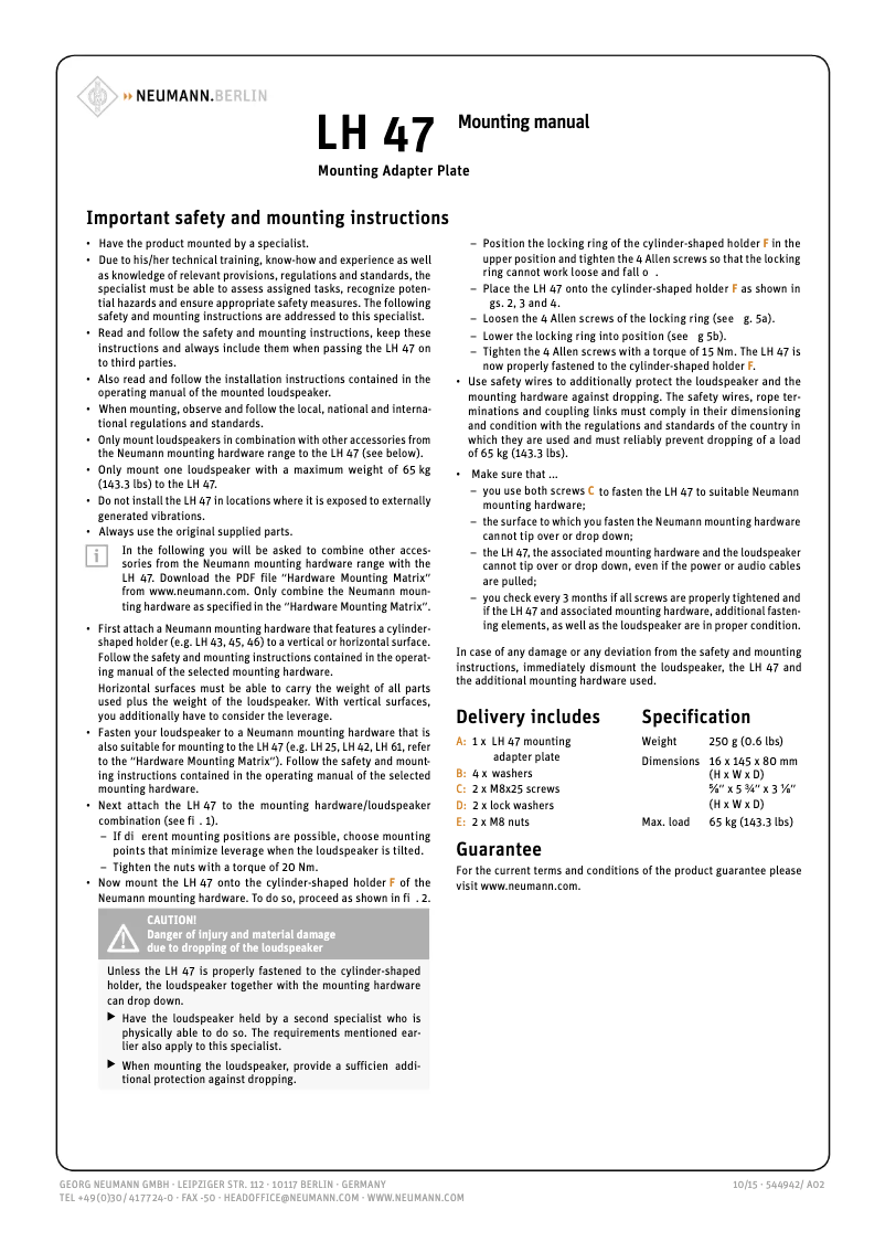 Image de la première page du manuel de l'appareil LH 47