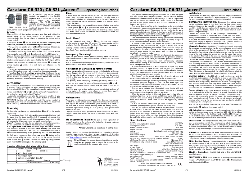 Page 1 de la notice Manuel utilisateur Joblotron CA-321 Accent