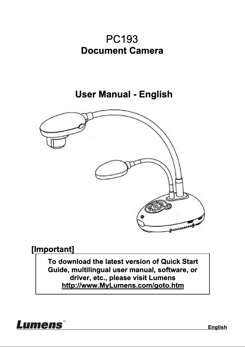 Página 1 del manual Manual de usuario Lumens PC193