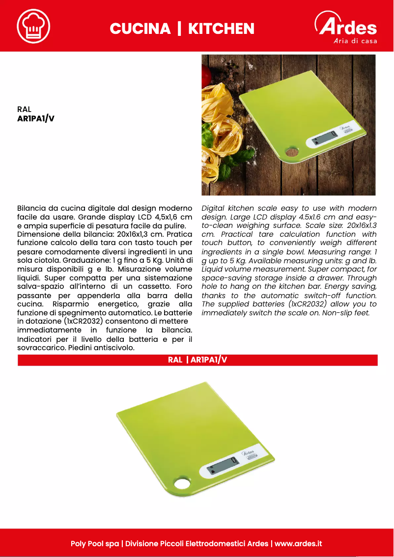 Página 1 del manual Ficha técnica Ardes AR1PA1/V