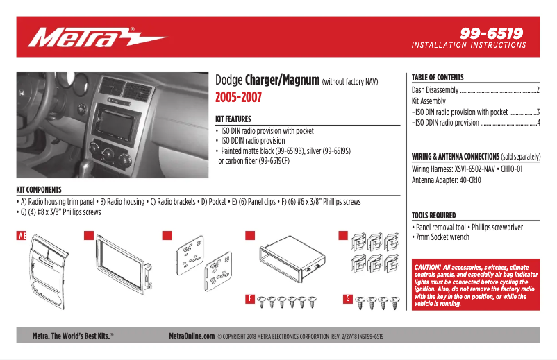 Page n°1 - Manuel utilisateur Metra 99-6519