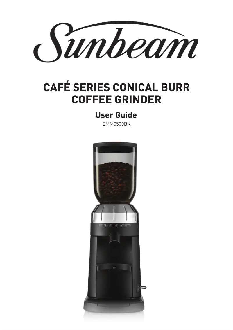 Page 1 de la notice Manuel utilisateur Sunbeam Café Series Conical Burr EMM0500BK